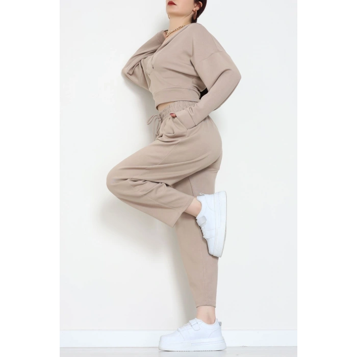 Kapşonlu İkili Modal Takım Vizon - 50916.1995.