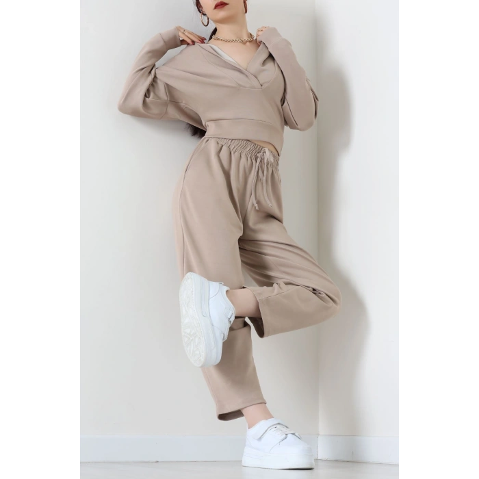 Kapşonlu İkili Modal Takım Vizon - 50916.1995.