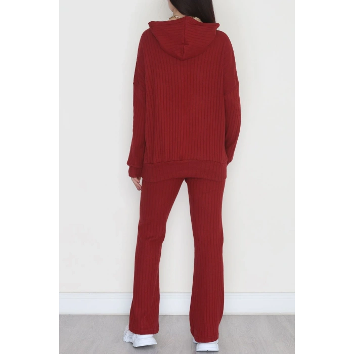 Kapşonlu İnterlok Kumaş İkili Takım Bordo - 42636.1567.