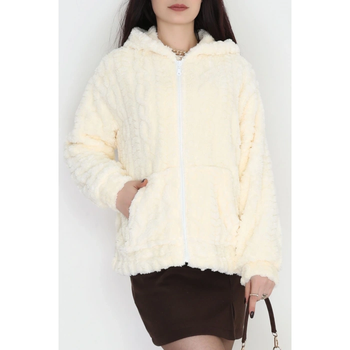 Kapşonlu Jakar Mont Ekru - 4116.1247.