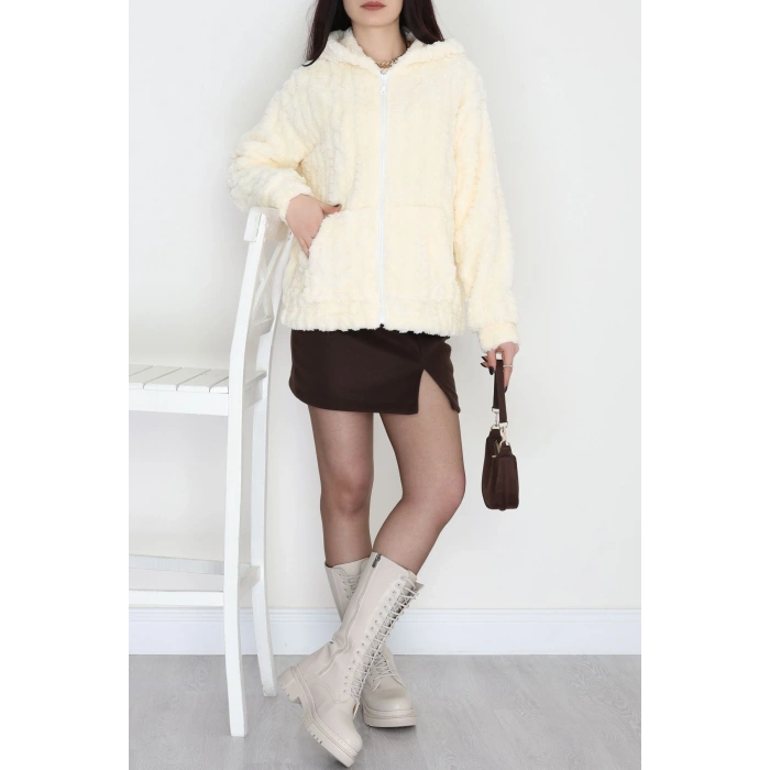 Kapşonlu Jakar Mont Ekru - 4116.1247.