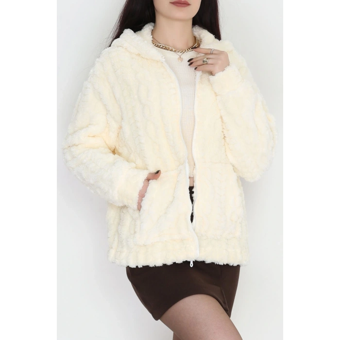 Kapşonlu Jakar Mont Ekru - 4116.1247.