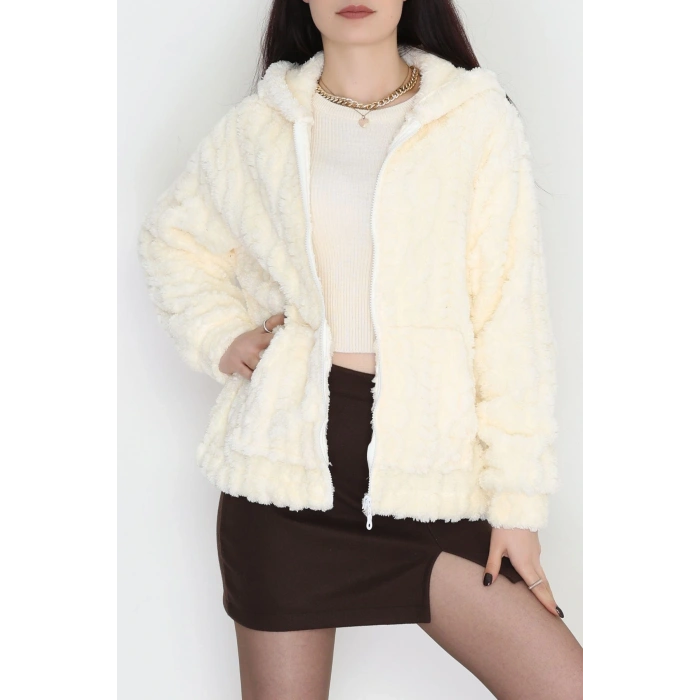 Kapşonlu Jakar Mont Ekru - 4116.1247.