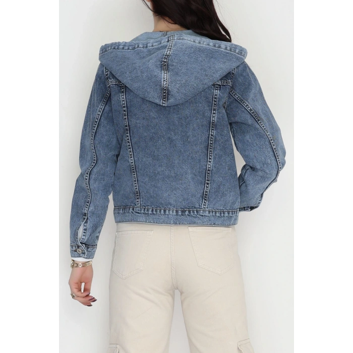 Kapşonlu Kot Ceket Mavi - 42679.1836.