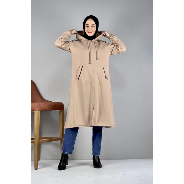 Kapşonlu Tesettür Kap Vizon