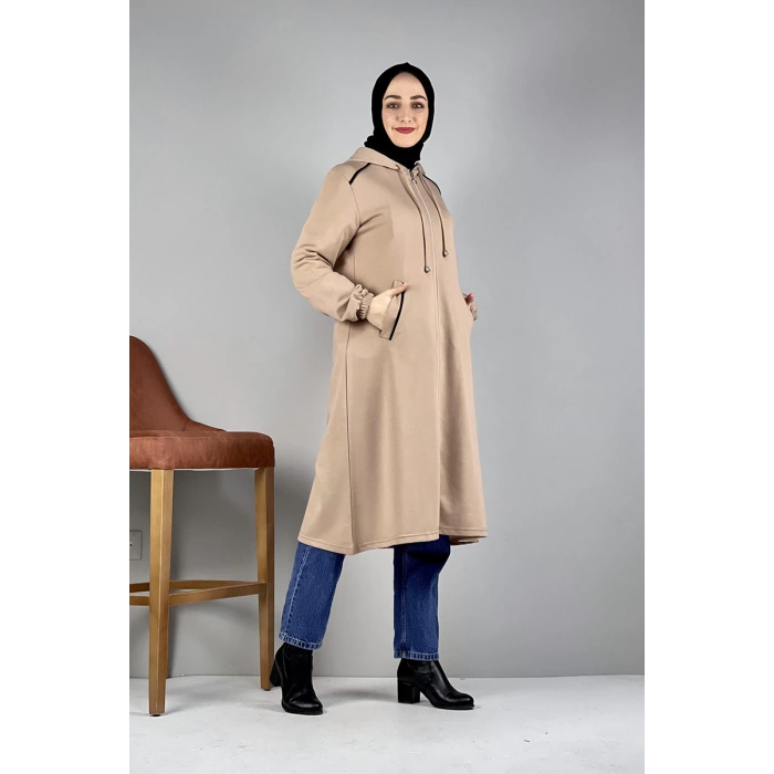 Kapşonlu Tesettür Kap Vizon