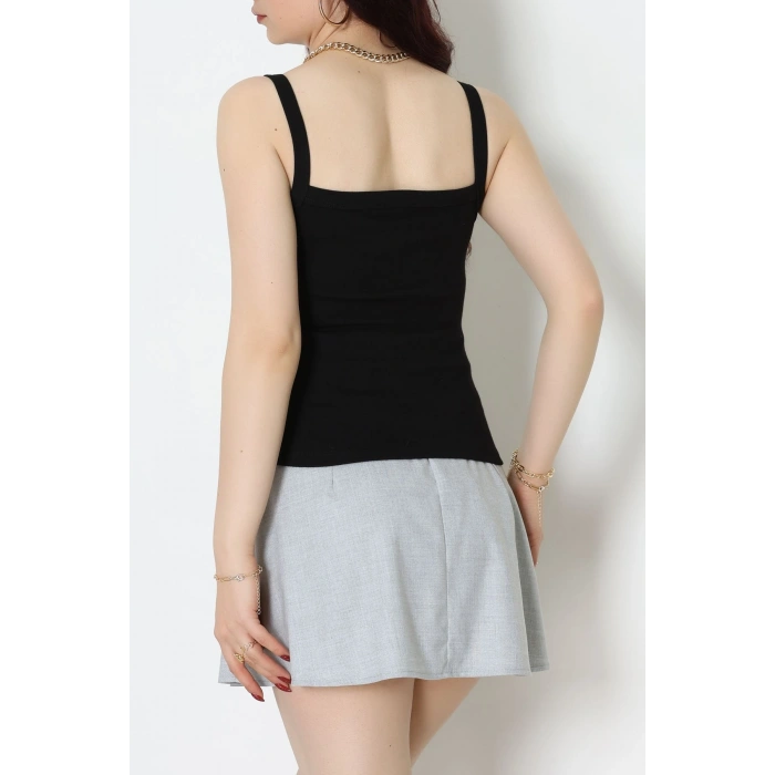 Kareyaka Kalın Askılı Ribana Atlet Siyah - 22018.200.