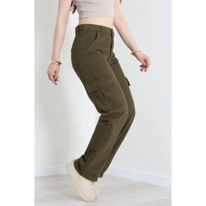Kargo Cep Palazzo Kot Pantolon Haki - 410344.2141.