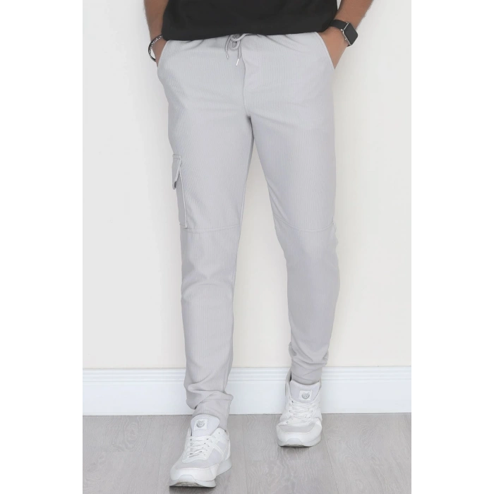 Kargo Cepli Ottoman Kumaş Erkek Eşofman Altı Gri - 42653.1937.