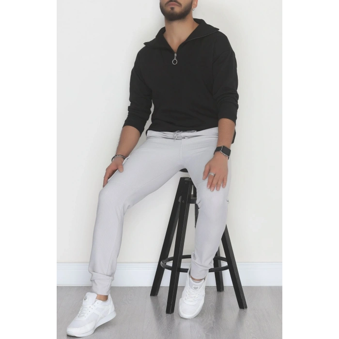 Kargo Cepli Ottoman Kumaş Erkek Eşofman Altı Gri - 42653.1937.