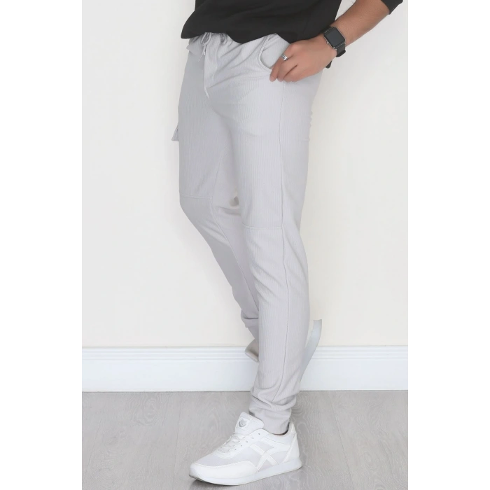 Kargo Cepli Ottoman Kumaş Erkek Eşofman Altı Gri - 42653.1937.