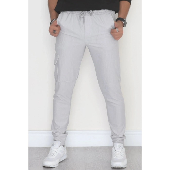 Kargo Cepli Ottoman Kumaş Erkek Eşofman Altı Gri - 42653.1937.