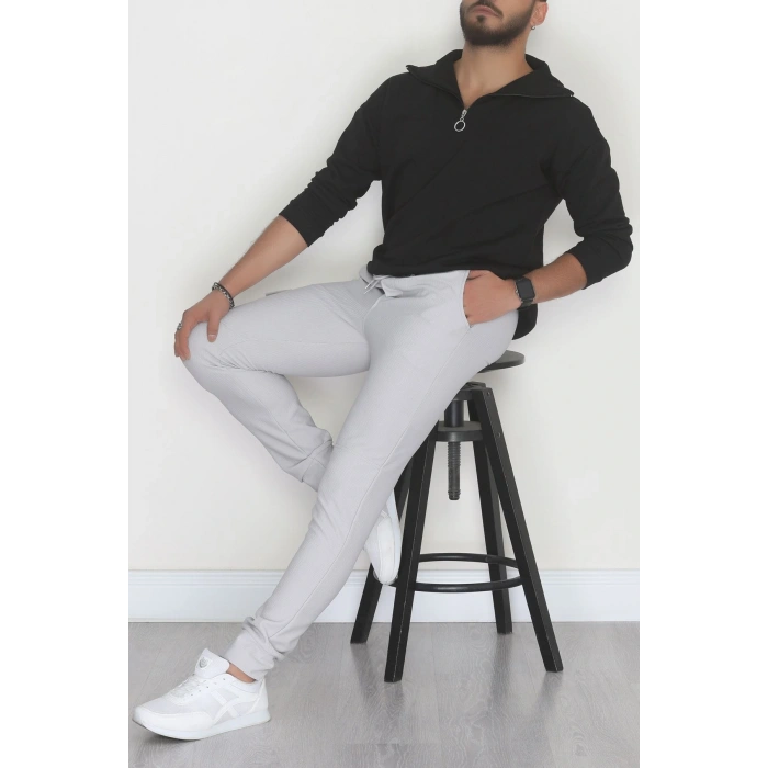 Kargo Cepli Ottoman Kumaş Erkek Eşofman Altı Gri - 42653.1937.