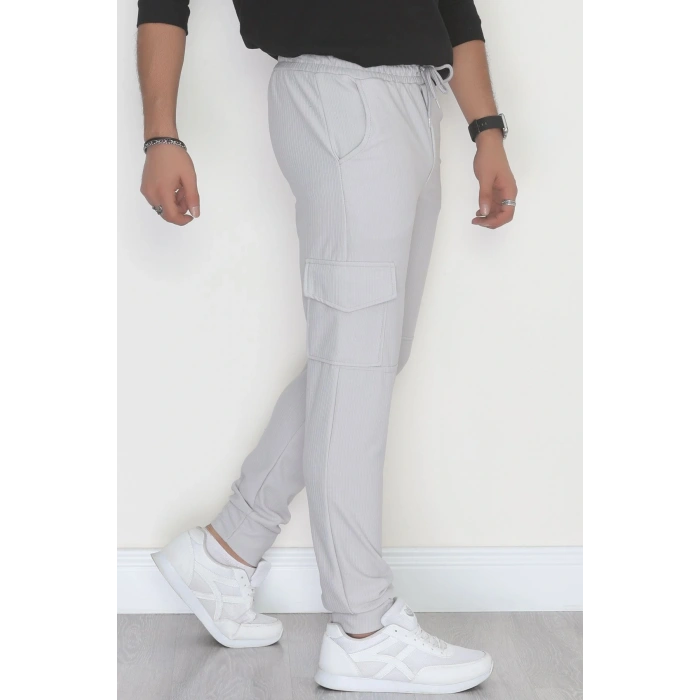 Kargo Cepli Ottoman Kumaş Erkek Eşofman Altı Gri - 42653.1937.