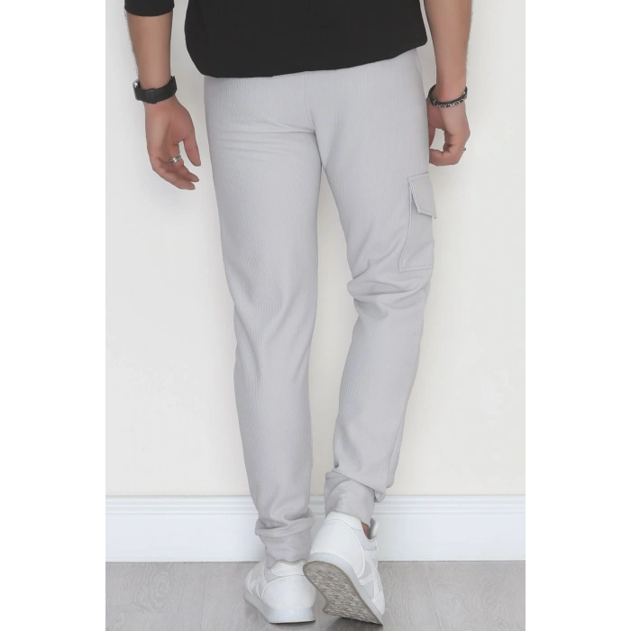 Kargo Cepli Ottoman Kumaş Erkek Eşofman Altı Gri - 42653.1937.