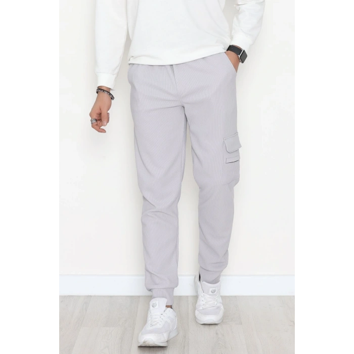 Kargo Cepli Ottoman Kumaş Erkek Eşofman Altı Gri - 42654.1937.