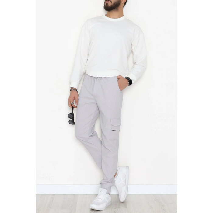 Kargo Cepli Ottoman Kumaş Erkek Eşofman Altı Gri - 42654.1937.