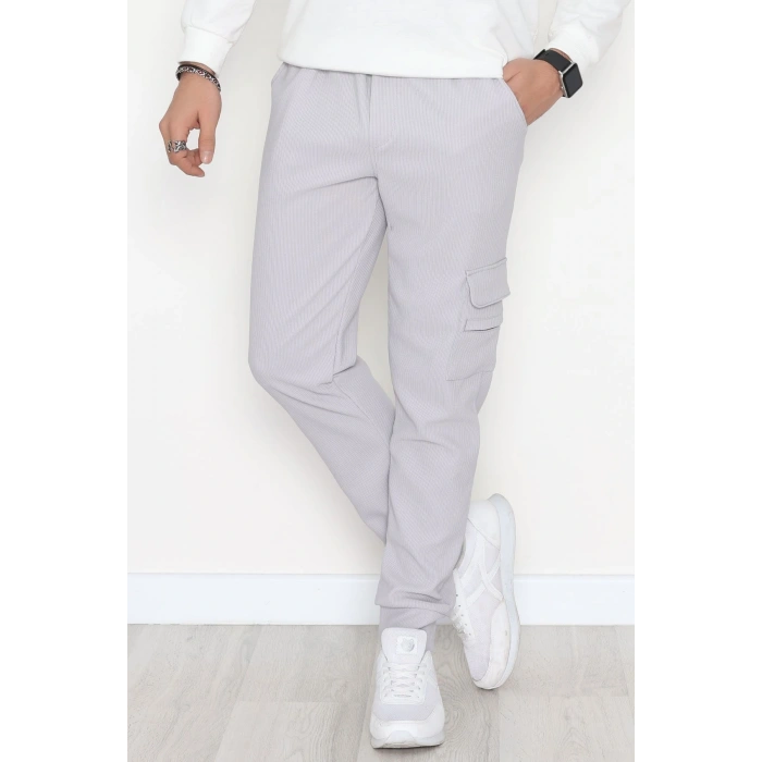 Kargo Cepli Ottoman Kumaş Erkek Eşofman Altı Gri - 42654.1937.