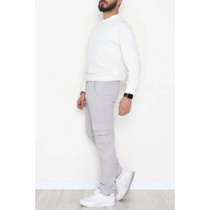 Kargo Cepli Ottoman Kumaş Erkek Eşofman Altı Gri - 42654.1937.