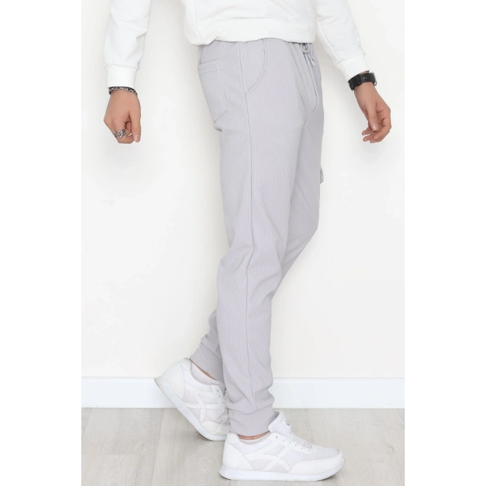 Kargo Cepli Ottoman Kumaş Erkek Eşofman Altı Gri - 42654.1937.