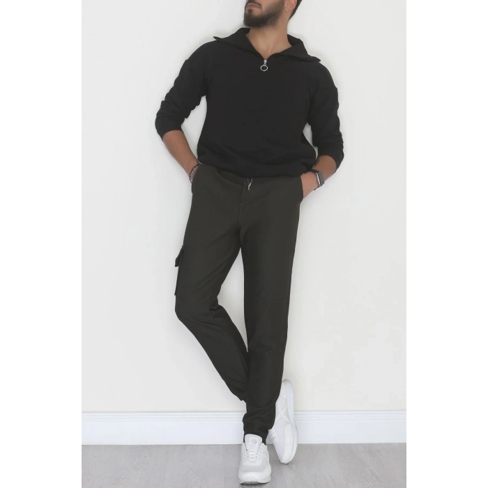 Kargo Cepli Ottoman Kumaş Erkek Eşofman Altı Haki - 42653.1937.