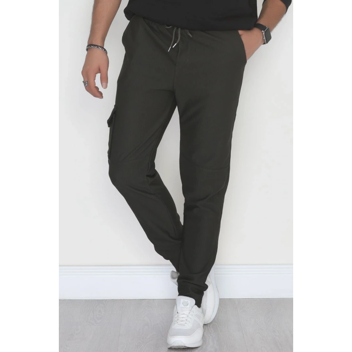 Kargo Cepli Ottoman Kumaş Erkek Eşofman Altı Haki - 42653.1937.