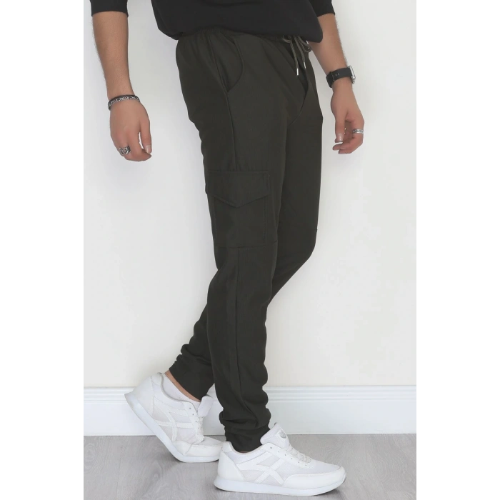 Kargo Cepli Ottoman Kumaş Erkek Eşofman Altı Haki - 42653.1937.