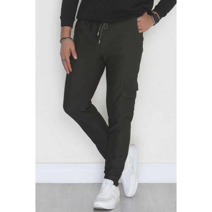 Kargo Cepli Ottoman Kumaş Erkek Eşofman Altı Haki - 42654.1937.