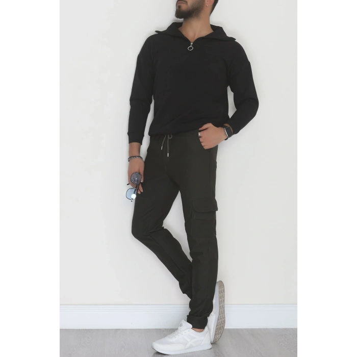 Kargo Cepli Ottoman Kumaş Erkek Eşofman Altı Haki - 42654.1937.