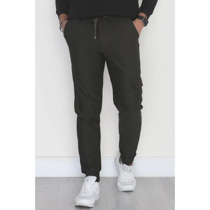 Kargo Cepli Ottoman Kumaş Erkek Eşofman Altı Haki - 42654.1937.