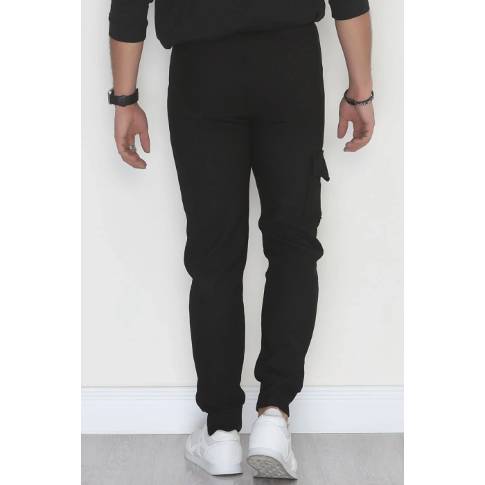 Kargo Cepli Ottoman Kumaş Erkek Eşofman Altı Siyah - 42653.1937.