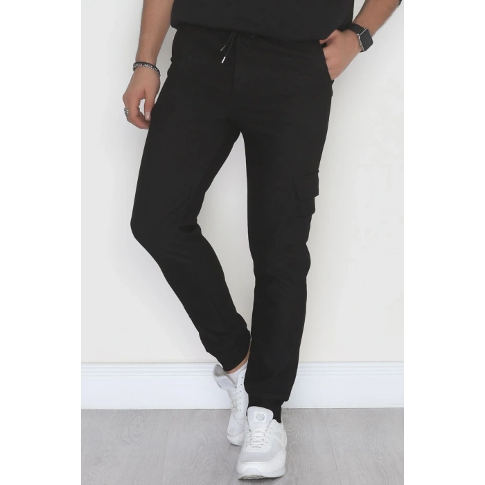 Kargo Cepli Ottoman Kumaş Erkek Eşofman Altı Siyah - 42654.1937.