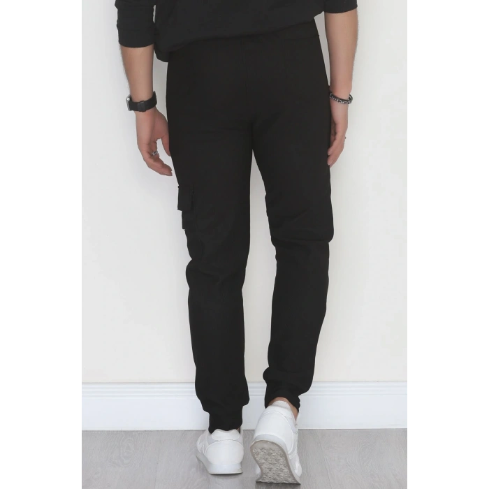 Kargo Cepli Ottoman Kumaş Erkek Eşofman Altı Siyah - 42654.1937.