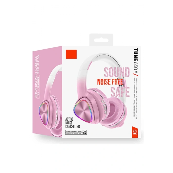 Karler Bass Tune 650 BT RGB Kablosuz Kafaüstü Kulaklık - Pembe