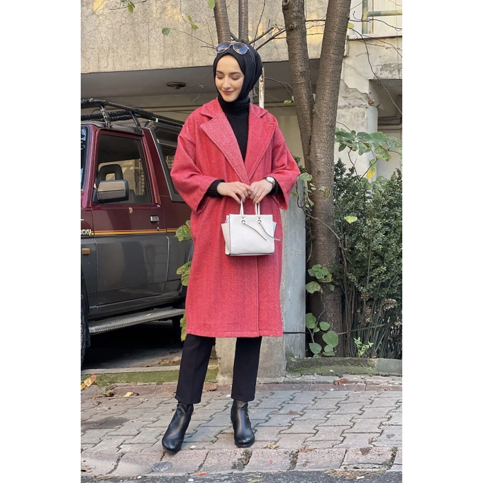 Kaşe Ceket Nar Çiçeği