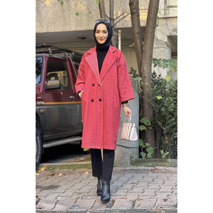 Kaşe Ceket Nar Çiçeği