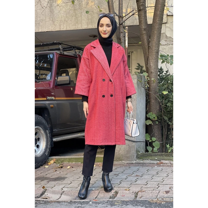 Kaşe Ceket Nar Çiçeği