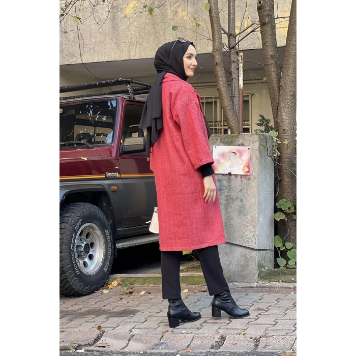 Kaşe Ceket Nar Çiçeği