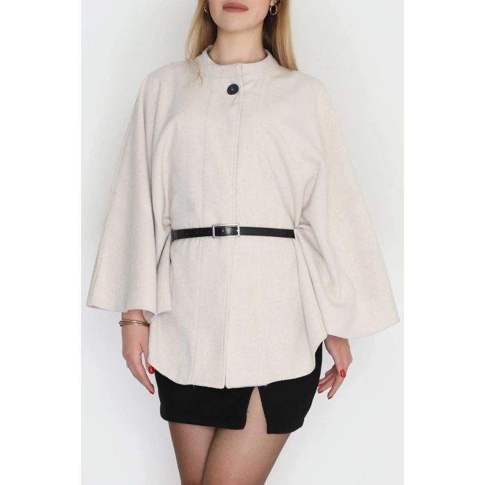 Kaşe Kumaş Kemer Detaylı Panço Taş - 31575.1775.