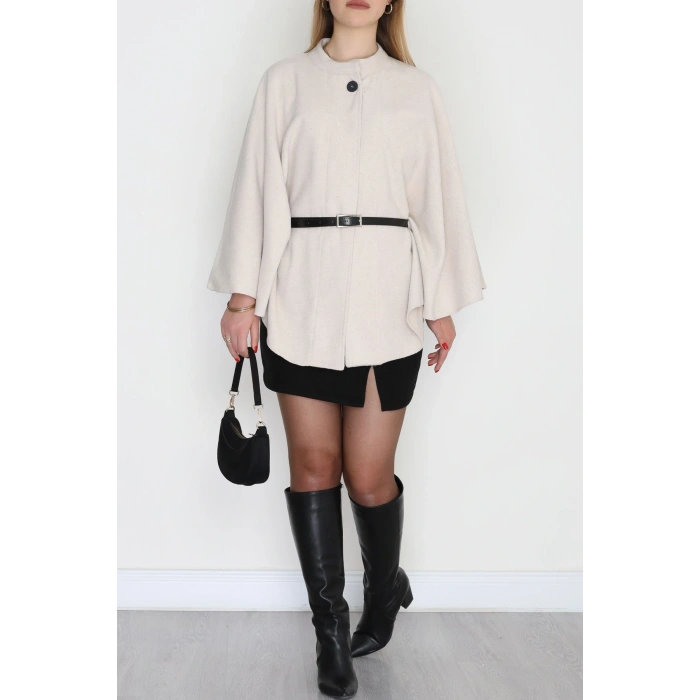 Kaşe Kumaş Kemer Detaylı Panço Taş - 31575.1775.