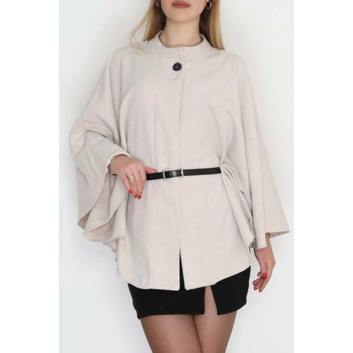 Kaşe Kumaş Kemer Detaylı Panço Taş - 31575.1775.