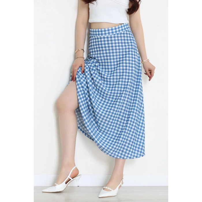 Kaşkorse Kaz Ayağı Etek Mavi - 44015.1355.