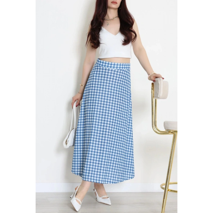 Kaşkorse Kaz Ayağı Etek Mavi - 44015.1355.