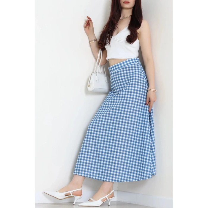 Kaşkorse Kaz Ayağı Etek Mavi - 44015.1355.