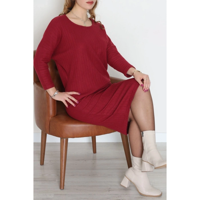 Kaşkorse Kumaş Omuz Düşümlü Midi Boy Etekli Takım Kırmızı - 42800.1567.