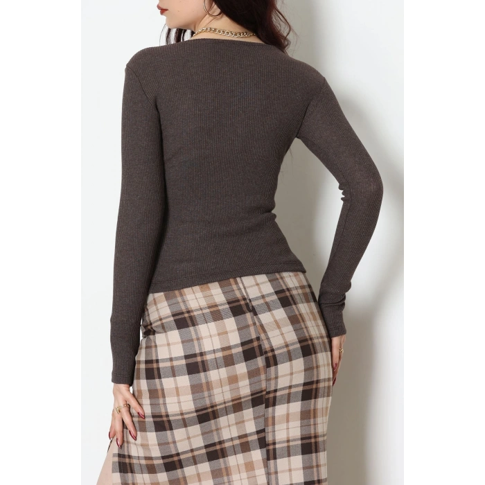 Kaşkorse Parmak Geçmeli Body Acıkahve - 55031.1567.