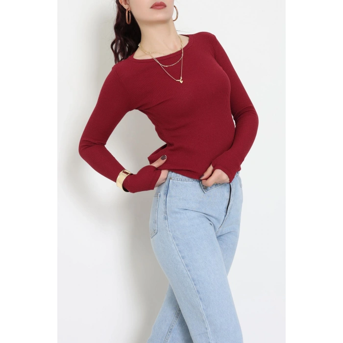 Kaşkorse Parmak Geçmeli Body Bordo - 55031.1567.