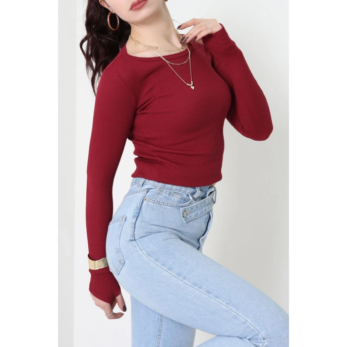 Kaşkorse Parmak Geçmeli Body Bordo - 55031.1567.
