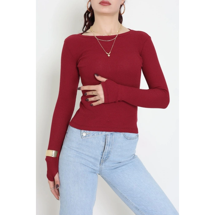 Kaşkorse Parmak Geçmeli Body Bordo - 55031.1567.