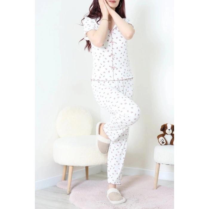 Kaşkorse Pijama Takımı Ekruçiçekli - 52281.1049.
